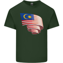 Curled Malaysia Flag Malaysian Day Football Mens Cotton T-Shirt Tee Top Forest Green