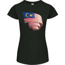 Curled Malaysia Flag Malaysian Day Football Womens Petite Cut T-Shirt Black
