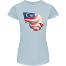 Curled Malaysia Flag Malaysian Day Football Womens Petite Cut T-Shirt Light Blue