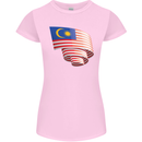 Curled Malaysia Flag Malaysian Day Football Womens Petite Cut T-Shirt Light Pink