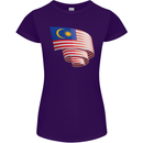 Curled Malaysia Flag Malaysian Day Football Womens Petite Cut T-Shirt Purple