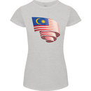 Curled Malaysia Flag Malaysian Day Football Womens Petite Cut T-Shirt Sports Grey