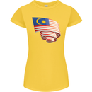 Curled Malaysia Flag Malaysian Day Football Womens Petite Cut T-Shirt Yellow