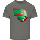 Curled Mauritania Flag Mauritanian Day Football Kids T-Shirt Childrens Charcoal