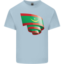 Curled Mauritania Flag Mauritanian Day Football Kids T-Shirt Childrens Light Blue