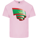 Curled Mauritania Flag Mauritanian Day Football Kids T-Shirt Childrens Light Pink