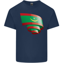 Curled Mauritania Flag Mauritanian Day Football Kids T-Shirt Childrens Navy Blue