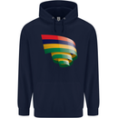 Curled Mauritius Flag Mauritians Day Football Childrens Kids Hoodie Navy Blue