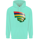 Curled Mauritius Flag Mauritians Day Football Childrens Kids Hoodie Peppermint