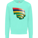 Curled Mauritius Flag Mauritians Day Football Kids Sweatshirt Jumper Peppermint