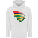 Curled Mauritius Flag Mauritians Day Football Mens 80% Cotton Hoodie White