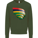 Curled Mauritius Flag Mauritians Day Football Mens Sweatshirt Jumper Forest Green