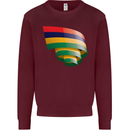 Curled Mauritius Flag Mauritians Day Football Mens Sweatshirt Jumper Maroon