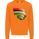 Curled Mauritius Flag Mauritians Day Football Mens Sweatshirt Jumper Orange