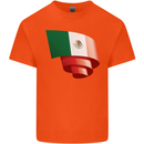 Curled Mexico Flag Mexican Day Football Kids T-Shirt Childrens Orange