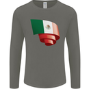 Curled Mexico Flag Mexican Day Football Mens Long Sleeve T-Shirt Charcoal