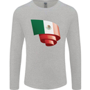 Curled Mexico Flag Mexican Day Football Mens Long Sleeve T-Shirt Sports Grey