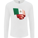 Curled Mexico Flag Mexican Day Football Mens Long Sleeve T-Shirt White