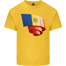 Curled Moldova Flag Moldovan Day Football Kids T-Shirt Childrens Yellow