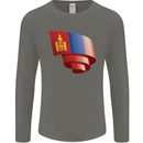 Curled Mongolia Flag Mongolian Day Football Mens Long Sleeve T-Shirt Charcoal