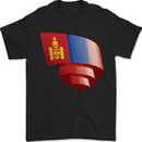Curled Mongolia Flag Mongolian Day Football Mens T-Shirt 100% Cotton Black