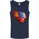Curled Mongolia Flag Mongolian Day Football Mens Vest Tank Top Navy Blue