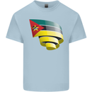 Curled Mozambique Flag Mozambican Day Football Kids T-Shirt Childrens Light Blue