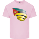 Curled Mozambique Flag Mozambican Day Football Kids T-Shirt Childrens Light Pink
