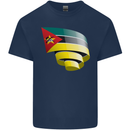 Curled Mozambique Flag Mozambican Day Football Kids T-Shirt Childrens Navy Blue