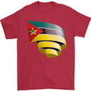 Curled Mozambique Flag Mozambican Day Football Mens T-Shirt 100% Cotton Red