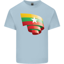 Curled Myanmar Flag Burmese Day Football Kids T-Shirt Childrens Light Blue