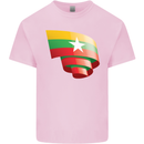 Curled Myanmar Flag Burmese Day Football Kids T-Shirt Childrens Light Pink