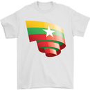 Curled Myanmar Flag Burmese Day Football Mens T-Shirt 100% Cotton White