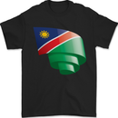 Curled Namibia Flag Namibian Day Football Mens T-Shirt 100% Cotton Black