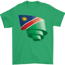 Curled Namibia Flag Namibian Day Football Mens T-Shirt 100% Cotton Irish Green