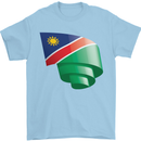 Curled Namibia Flag Namibian Day Football Mens T-Shirt 100% Cotton Light Blue