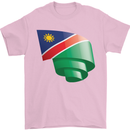 Curled Namibia Flag Namibian Day Football Mens T-Shirt 100% Cotton Light Pink