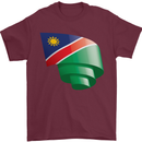 Curled Namibia Flag Namibian Day Football Mens T-Shirt 100% Cotton Maroon