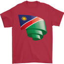 Curled Namibia Flag Namibian Day Football Mens T-Shirt 100% Cotton Red