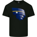 Curled Nauru Flag Nauruan Day Football Kids T-Shirt Childrens Black