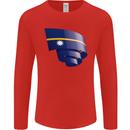 Curled Nauru Flag Nauruan Day Football Mens Long Sleeve T-Shirt Red