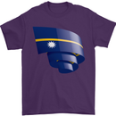 Curled Nauru Flag Nauruan Day Football Mens T-Shirt 100% Cotton Purple