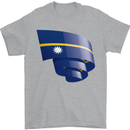 Curled Nauru Flag Nauruan Day Football Mens T-Shirt 100% Cotton Sports Grey