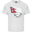 Curled Nepal Flag Nepalese Day Football Kids T-Shirt Childrens White
