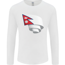 Curled Nepal Flag Nepalese Day Football Mens Long Sleeve T-Shirt White