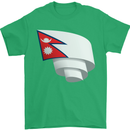 Curled Nepal Flag Nepalese Day Football Mens T-Shirt 100% Cotton Irish Green