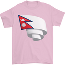 Curled Nepal Flag Nepalese Day Football Mens T-Shirt 100% Cotton Light Pink