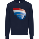 Curled Netherlands Flag Holland Dutch Day Football Kids Sweatshirt Jumper Navy Blue