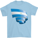 Curled Nicaragua Flag Nicaraguan Day Football Mens T-Shirt 100% Cotton Light Blue