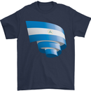 Curled Nicaragua Flag Nicaraguan Day Football Mens T-Shirt 100% Cotton Navy Blue